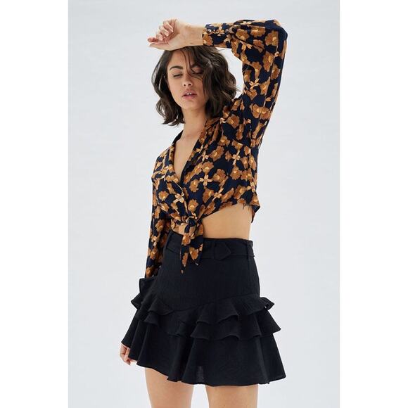 NWT MINKPINK SUMMER BLOWOUT NOUR CENTER TIE SHIRT LARGE MSRP $89 - Picture 1 of 5